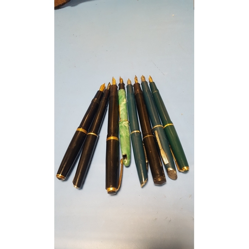 139A - EIGHT FOUNTAIN PENS TO INCLUDE A PARKER AND AN OSMIROID