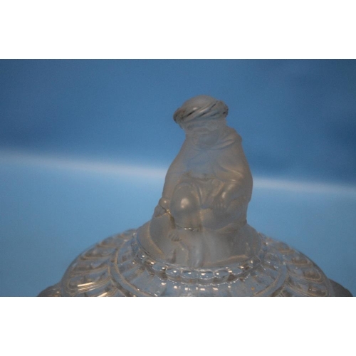 101 - A BACCARAT PRESSED GLASS ELEPHANT AND MAHOUT LIDDED BOWL