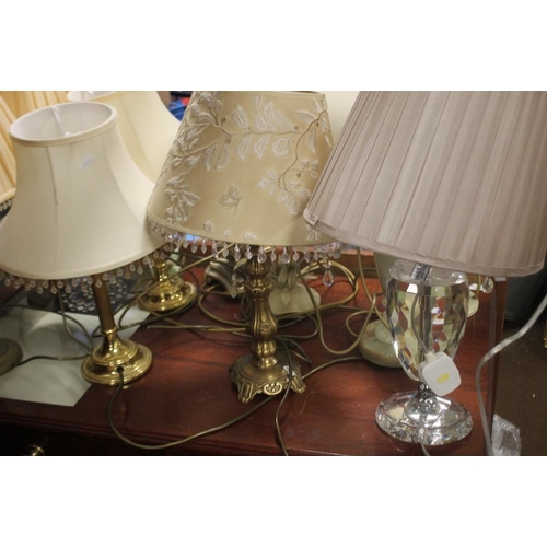 110 - A QUANTITY OF TABLE LAMPS AND SHADES, A/F