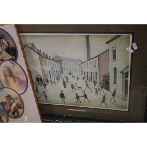 58 - A QUANTITY OF PICTURES, PRINTS AND MIRRORS TO INCLUDE CORONATION STREET' BY L.S. LOWRY, ELVIS MIRROR... 