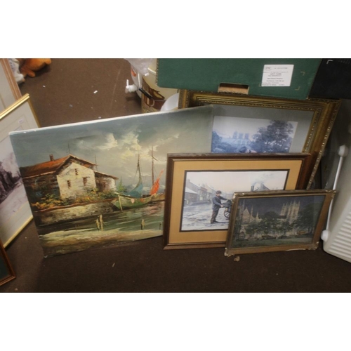 69 - A QUANTITY OF PICTURES, PRINTS AND MIRRORS