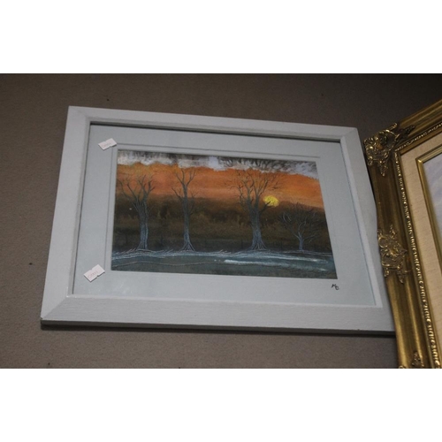 1 - A GILT FRAMED VIEW OF STATION ROAD WELLINGTON 43 X 53 CM TOGETHER WITH TWO OTHERS