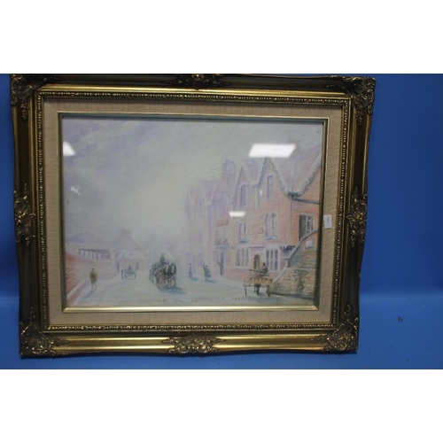 1 - A GILT FRAMED VIEW OF STATION ROAD WELLINGTON 43 X 53 CM TOGETHER WITH TWO OTHERS