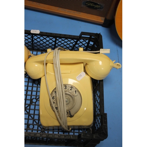 102 - A PAIR OF VINTAGE CREAM DIAL TELEPHONES WITH MODERN NETWORK CONNECTION