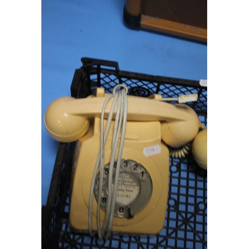 102 - A PAIR OF VINTAGE CREAM DIAL TELEPHONES WITH MODERN NETWORK CONNECTION