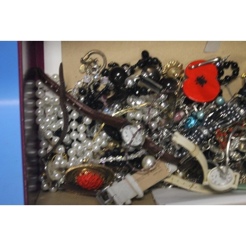 106 - A QUANTITY OF COSTUME JEWELLERY TO INCLUDE WRIST WATCHES