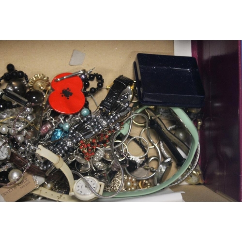 106 - A QUANTITY OF COSTUME JEWELLERY TO INCLUDE WRIST WATCHES