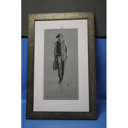 26 - RICHARD BLUNT FRAMED ORIGINAL SKETCH  'THE CITY GENT ', 92 X 59 CM