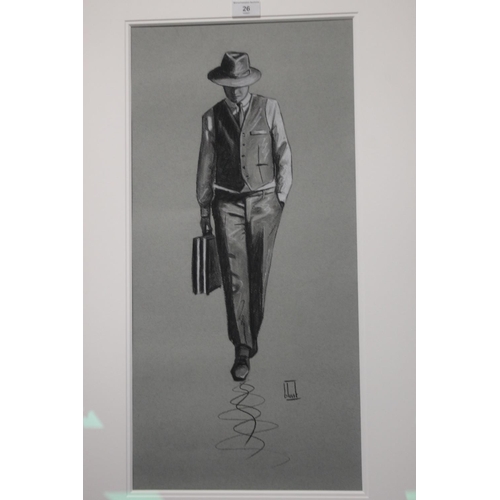 26 - RICHARD BLUNT FRAMED ORIGINAL SKETCH  'THE CITY GENT ', 92 X 59 CM