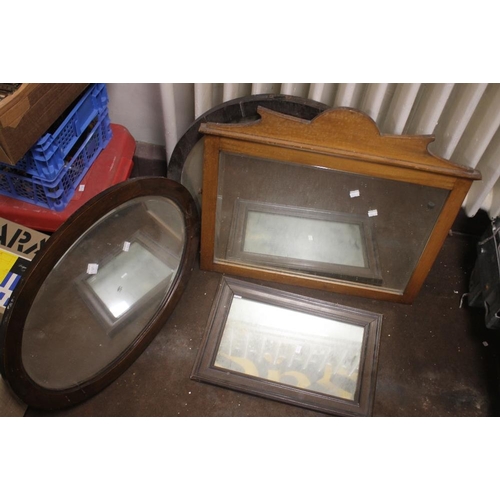 37 - FOUR MIRRORS TO INCLUDE AN OVAL EXAMPLE 64 X 46 CM