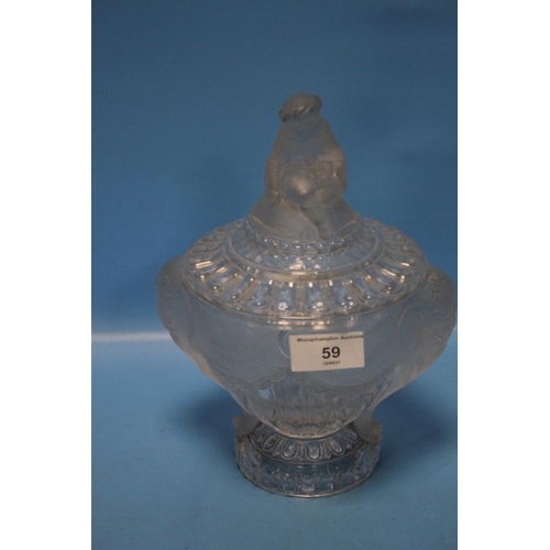 59 - A BACCARAT PRESSED GLASS ELEPHANT AND MAHOUT LIDDED BOWL, H 24 cm W 18 cm  A/FCondition Report: Maho... 