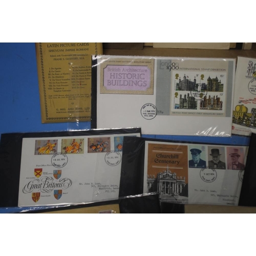 69 - A QUANTITY OF FIRST DAY COVERS, A SMALL QUANTITY OF COLLECTABLES ETC.