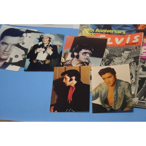 71 - A BOX OF ELVIS MEMORABILIA TO INCLUDE FACSIMILE MAGAZINES, PHOTOGRAPHS ETC.