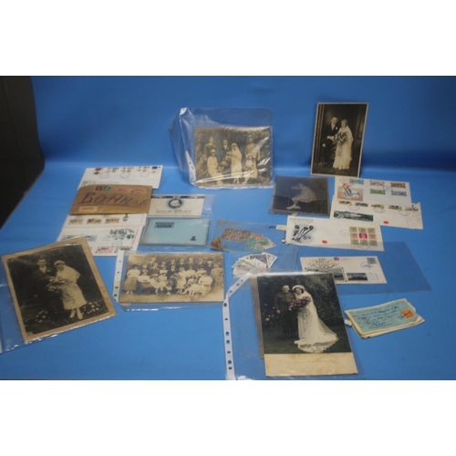 76 - A COLLECTION OF STAMPS, vintage first day covers, old photographs and cigarette cards