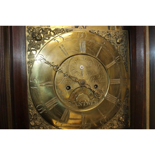 773 - A LONGCASE CLOCK, THOMAS BIRCHILL, NANTWICH, WITH TWO WEIGHTS AND A PENDULUM