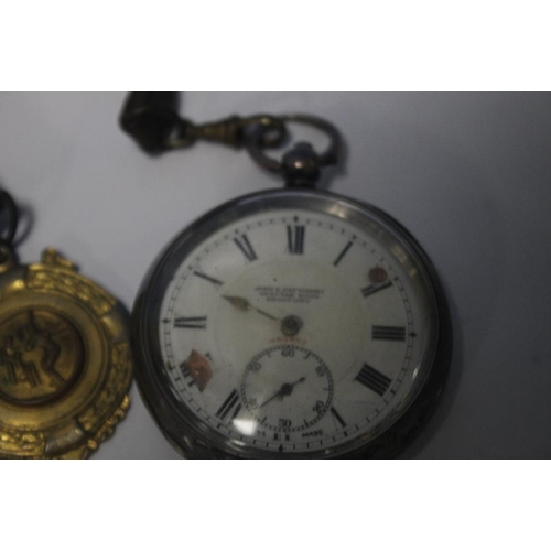 91 - A HALLMARKED SILVER KEY WIND POCKET WATCH SIGNED TO DIAL |JOHN E. FATTORINI, GRATTAN ROAD|