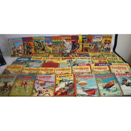 128 - A COLLECTION OF 1930S, 1940S AND 1950S BOYS' ANNUALS to include 'The Champion Annual for Boys' 1932,... 