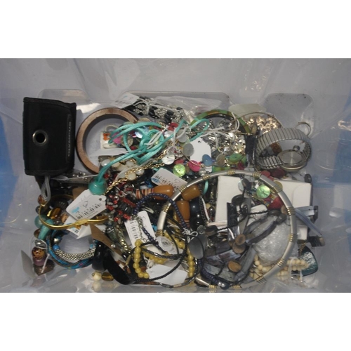 13 - A TUB OF COSTUME JEWELLERY