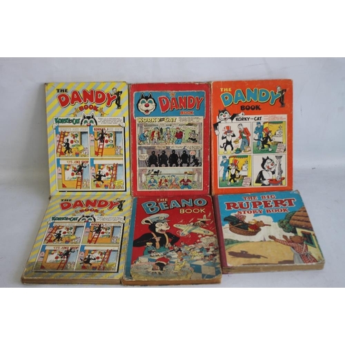 131 - 1950s ANNUALS - THE DANDY BOOK 1954, 1956 (X 2), 1957, 'The Beano Book' 1956, and 'The Big Rupert St... 