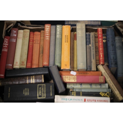 138 - THREE LARGE TRAYS AND ONE SMALL TRAY OF MISCELLANEOUS BOOKS to include quantity of Louisa M. Alcott ... 