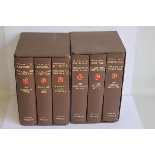 153 - FOLIO SOCIETY - WINSTON S. CHURCHILL THE SECOND WORLD WAR, six volumes in two slip cases, 2nd printi... 