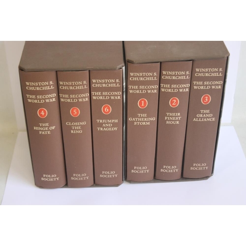 153 - FOLIO SOCIETY - WINSTON S. CHURCHILL THE SECOND WORLD WAR, six volumes in two slip cases, 2nd printi... 