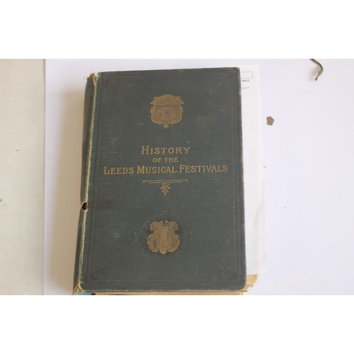 173 - A TRAY OF ANTIQUARIAN BOOKS to include 'History of the Leeds Musical Festivals 1958-1889' by Fred R.... 