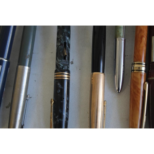 33 - A SELECTION OF PENS, to include Osmiroid, Parker, Papermate etc and a mother-of-pearl handled dip pe... 