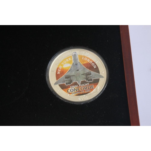 42 - CONCORDE FIRST AND LAST FLIGHT SILVER 1OZ EAGLE COIN PAIR, in case of issue with certificate of auth... 