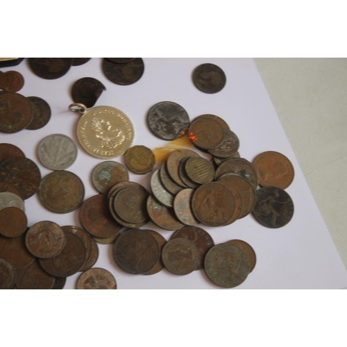 46 - A QUANTITY OF BRITISH PRE DECIMAL COINS, and a selection of cuff links