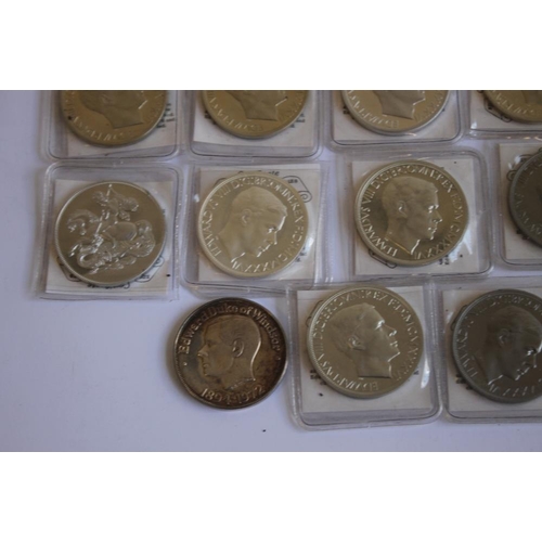 53 - A COLLECTION OF EDWARD VIII REPLICA/FANTASY CROWN SIZED COINS, in white metal