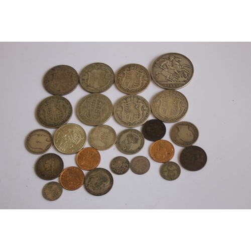 54 - A COLLECTION OF 19TH/20TH CENTURY BRITISH COINS, to include 1893 crown, 3 1890 farthings and a selec... 