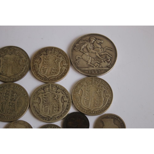 54 - A COLLECTION OF 19TH/20TH CENTURY BRITISH COINS, to include 1893 crown, 3 1890 farthings and a selec... 