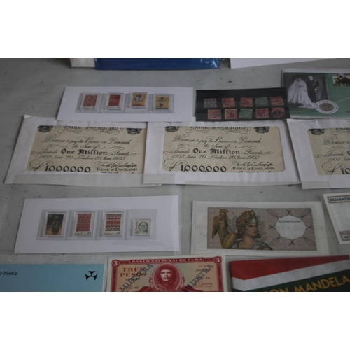 66 - A COLLECTION OF COMMEMORATIVE BANKNOTES, to include an Ulster Bank George Best £5 in pack, a small q... 