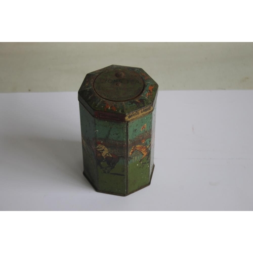 88 - A 'JACOB & CO.' BISCUIT TIN MONEY BOX with spinning wheel of fortune game and Christmas scenes on th... 