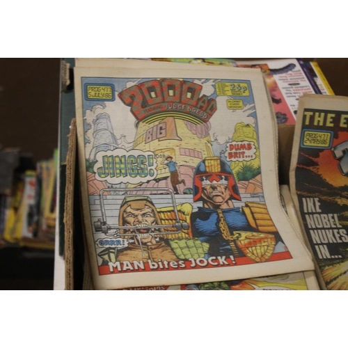 34 - A LARGE QUANTITY OF 1980S 2000AD AND JUDGE DREDD COMICS (2 trays)