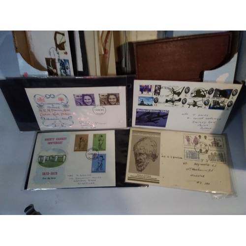 231 - TWO BOXES OF BRITISH AND WORLD STAMPS QV - QEII, to include covers and sample cards