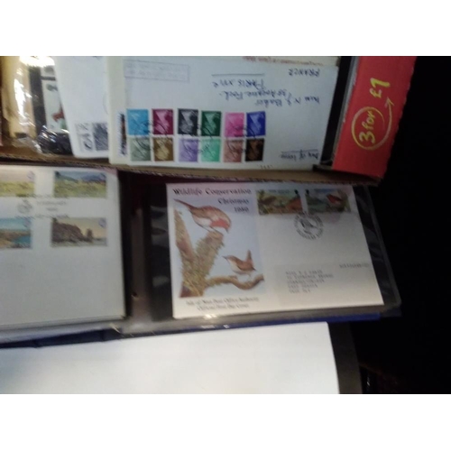 232 - TWO BOXES OF BRITISH AND WORLD STAMPS, to include albums of first day covers etc