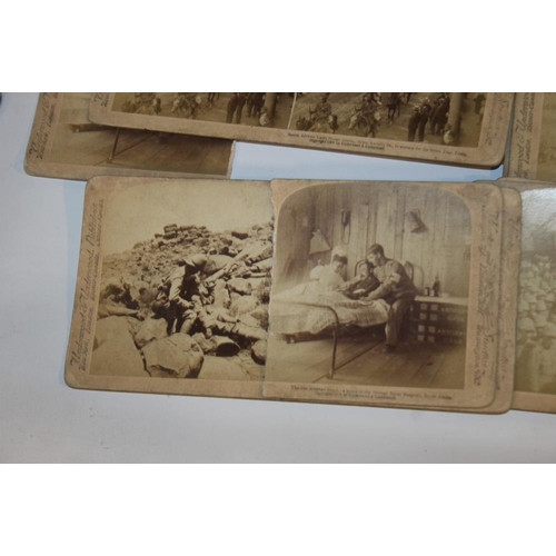 269 - A BOX OF VINTAGE STEREOSCOPE CARDS, to include military types