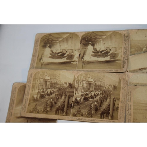 269 - A BOX OF VINTAGE STEREOSCOPE CARDS, to include military types