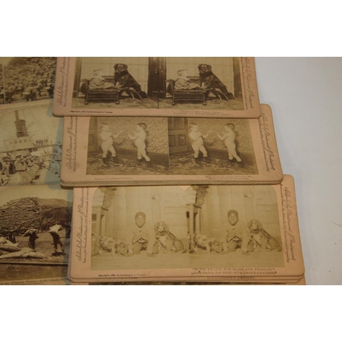 269 - A BOX OF VINTAGE STEREOSCOPE CARDS, to include military types