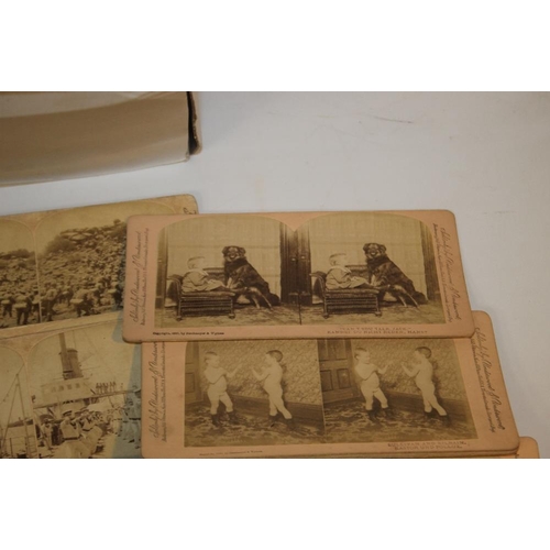 269 - A BOX OF VINTAGE STEREOSCOPE CARDS, to include military types