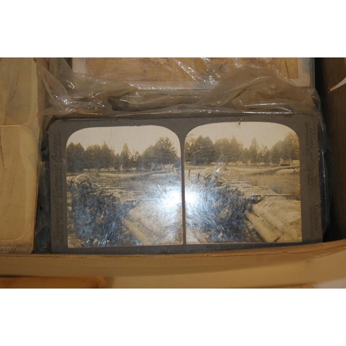 269 - A BOX OF VINTAGE STEREOSCOPE CARDS, to include military types