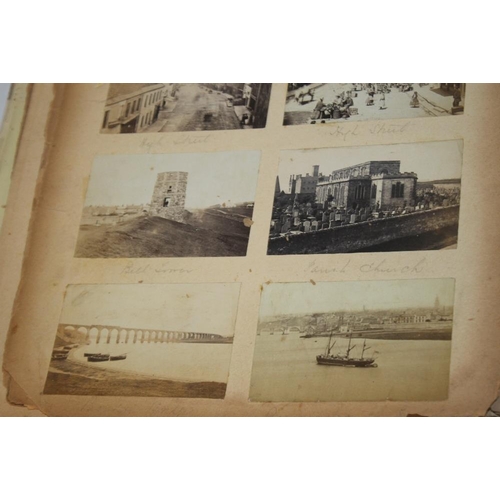 272 - A VICTORIAN PHOTOGRAPH ALBUM, MAINLY TOPOGRAPHIC SUBJECTS, to include images of Hull, York street sc... 