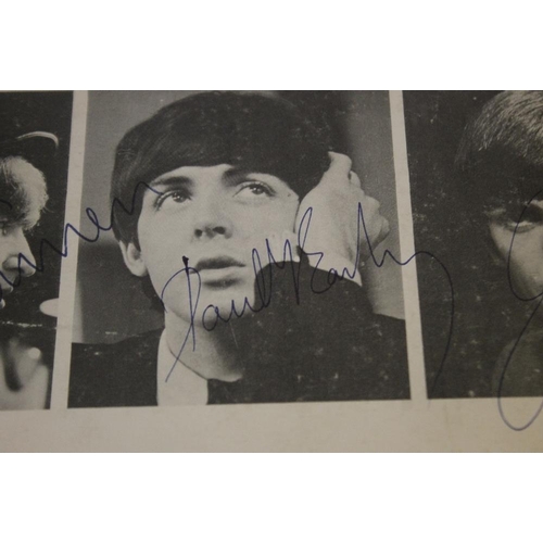 284 - BEATLES SIGNED LP 'A HARD DAY'S NIGHT', four signatures on reverse of album.  The owner's husband wa... 