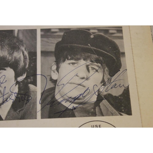 284 - BEATLES SIGNED LP 'A HARD DAY'S NIGHT', four signatures on reverse of album.  The owner's husband wa... 