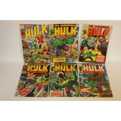 295 - MARVEL COMICS GROUP 1970S 'THE INCREDIBLE HULK', #121, #123, #125, #127, #128, #131 together with 'T... 