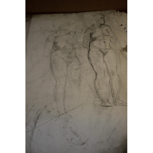 303 - A FOLIO OF MAINLY STUDENT PENCIL DRAWINGS OF FEMALE NUDES, and a small quantity of anatomical drawin... 