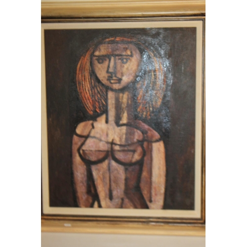 304 - HORNE SHEPARD OIL ON BOARD, OF AN ABSTRACT HALF LENGTH PORTRAIT OF A LADY, 66 x 76 cm including fram... 