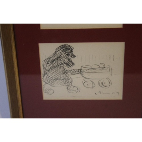 309 - A FRAMED SET OF THREE LOWRY REPRODUCTION SKETCHES